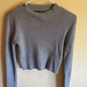 Brandy Melville Gray Ribbed Knit Sweater
